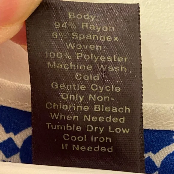 Ann Taylor Factory Size XS Sleeveless V Neck Dress Blue White Belt Midi Office - Picture 12 of 12